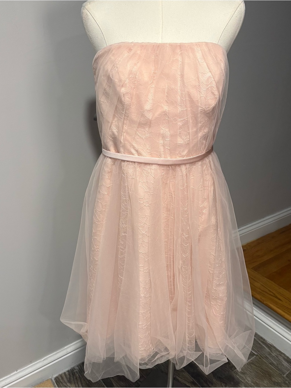 WHITE by VERA WANG Blush Pink Chiffon Bridesmaid Prom Strapless Dress Sz 10‎
